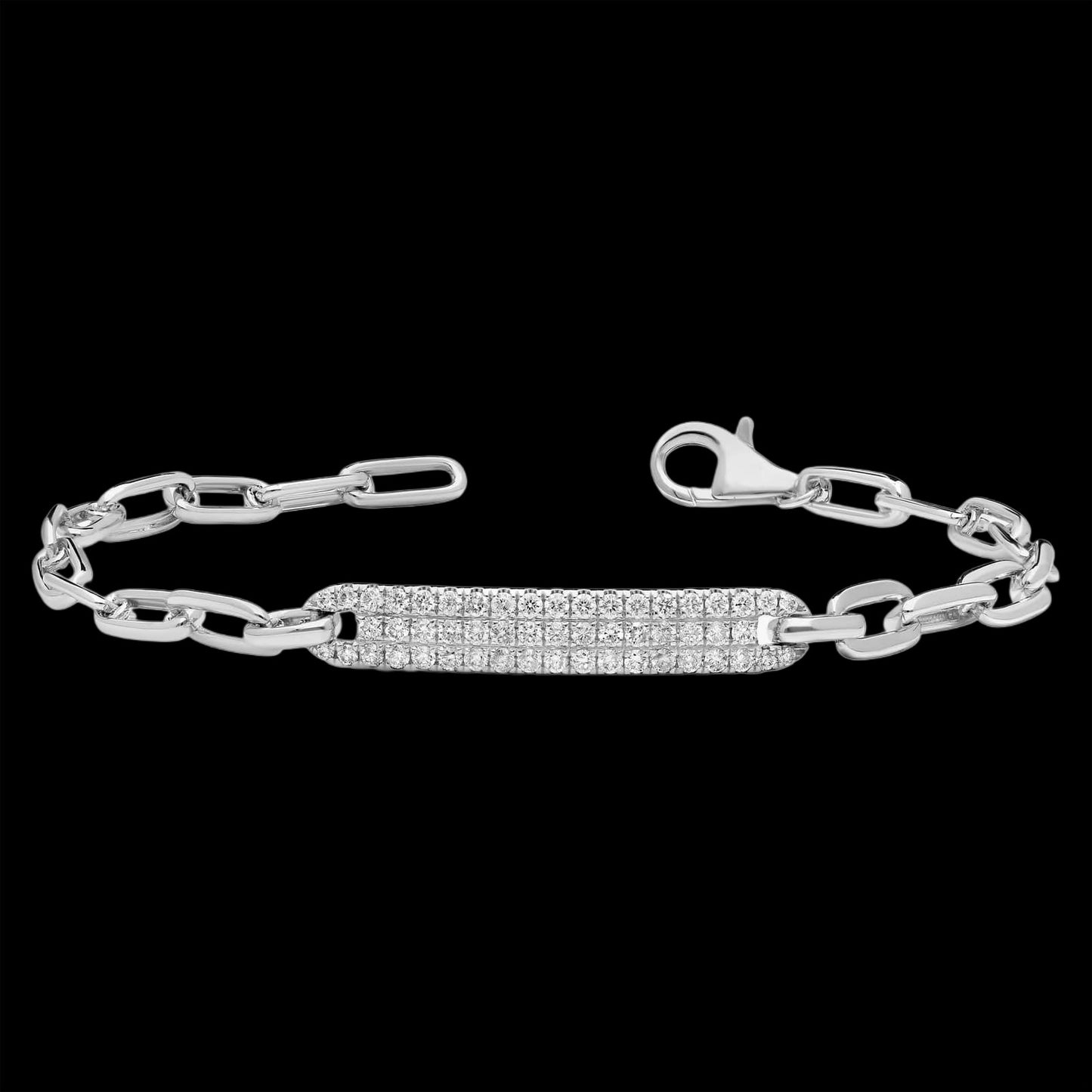 Pavé Diamond Tag Paperclip Bracelet