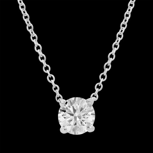 Four Prong Solitaire Diamond Pendant Necklace