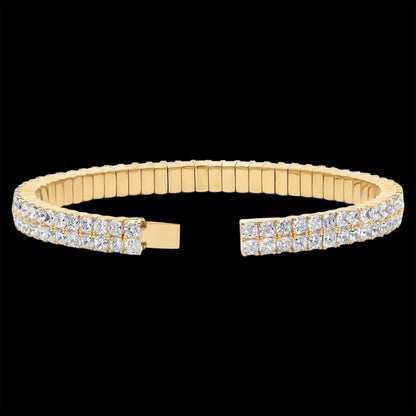 Diamond Two Row Cushion Flex Bangle Braclet