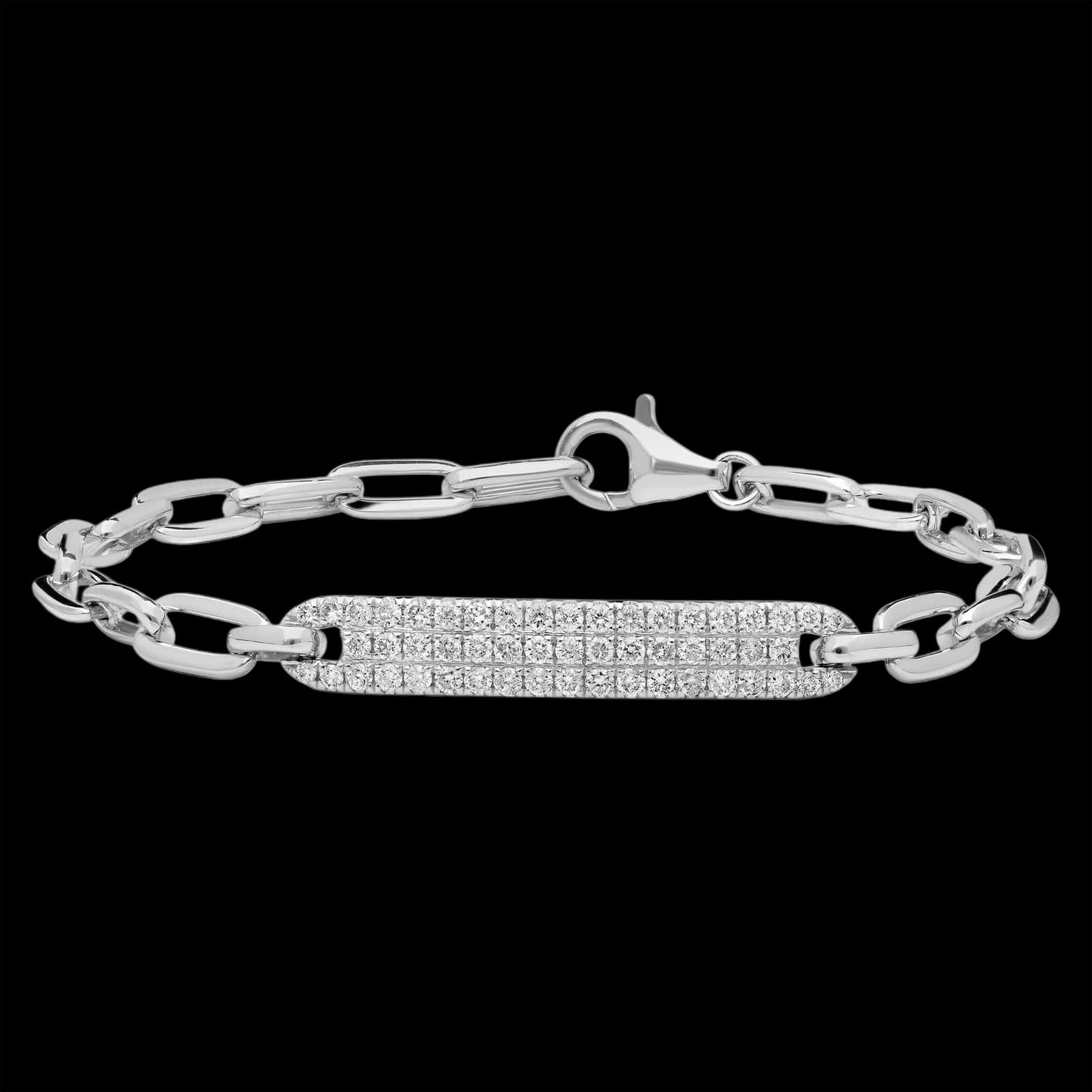 Pavé Diamond Tag Paperclip Bracelet