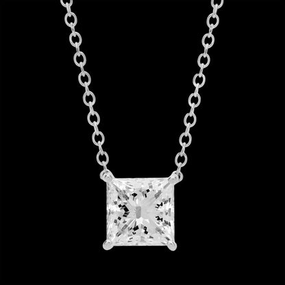 Princess Cut Diamond Solitare Pendant Necklace