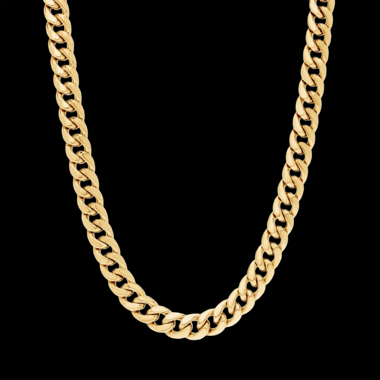 Men’s Semi-Solid Miami Cuban Chain In Gold