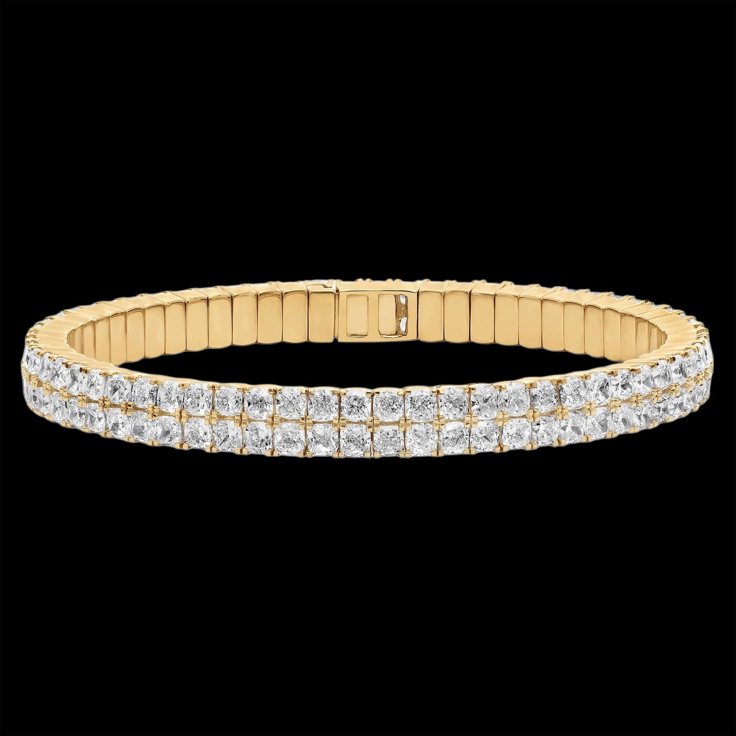 Diamond Two Row Cushion Flex Bangle Braclet