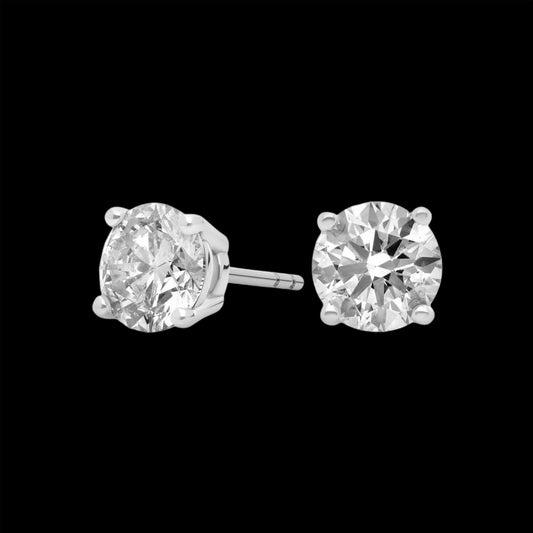 Four Prong Round Diamond Stud Earrings