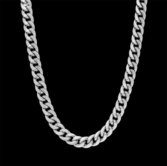 Men’s Semi-Solid Miami Cuban Chain In Silver